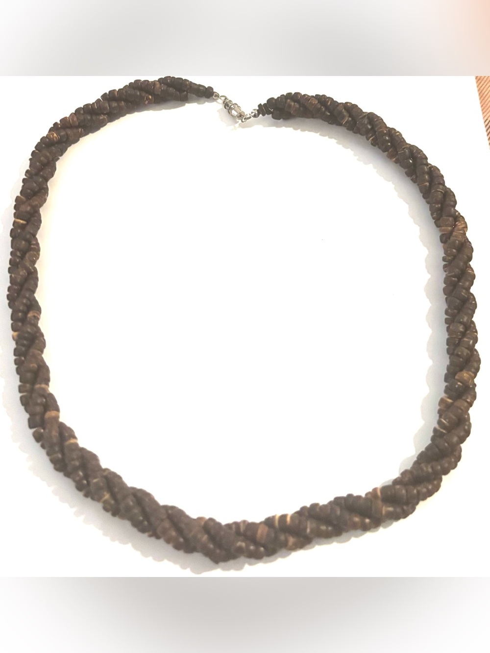 Handwoven Brown Twisted Bead wood Necklace for Women